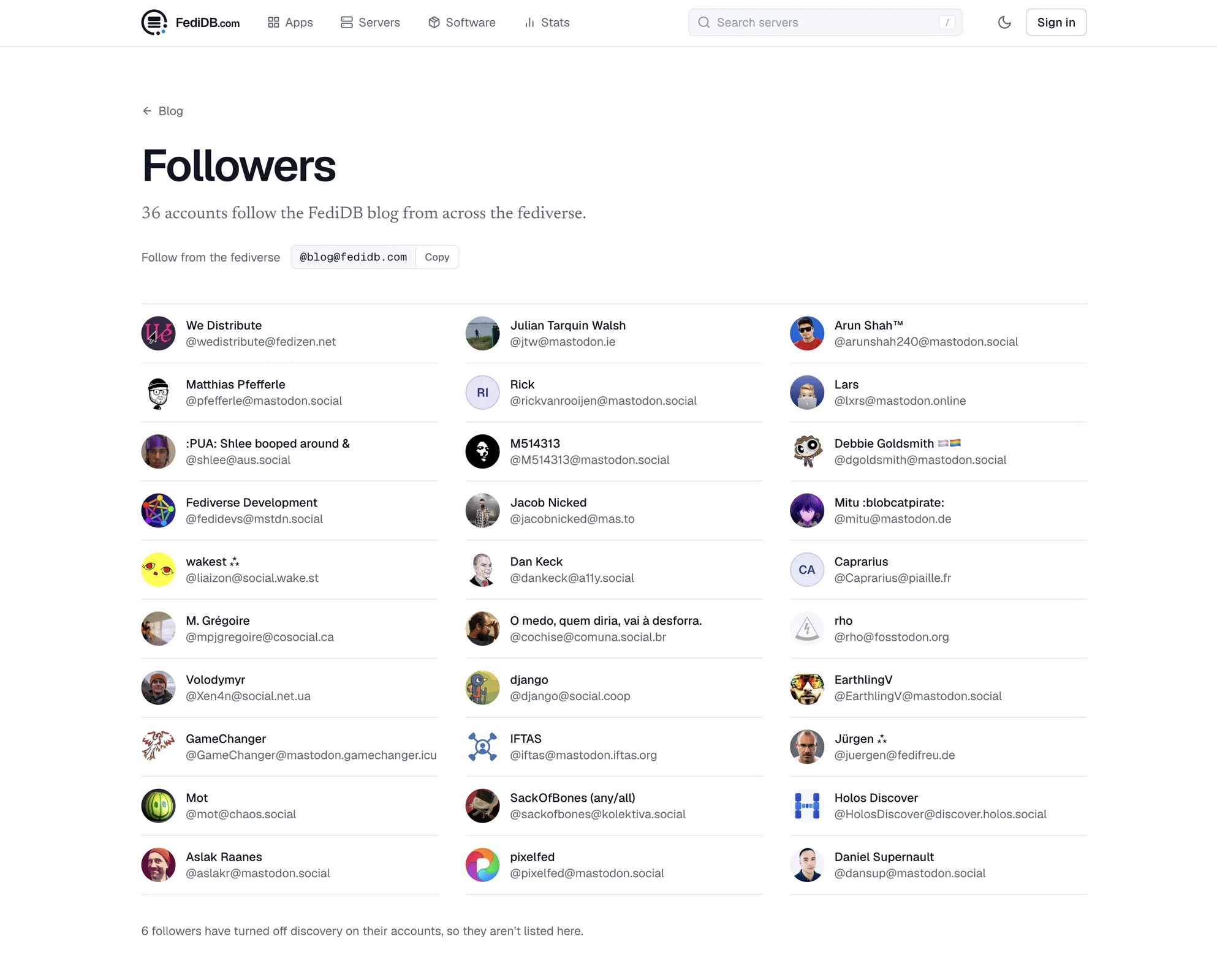 The followers page.